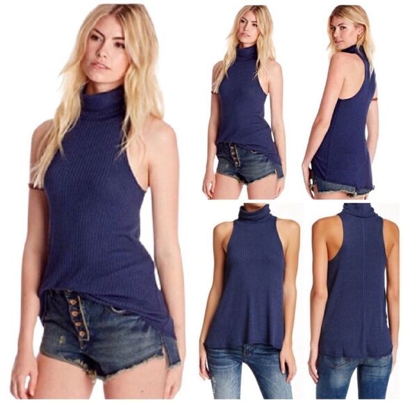 Free People We the Free City Drippy Turtleneck Ribbed Tank XS - Picture 1 of 5